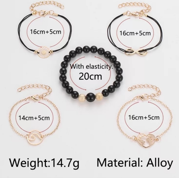 5 Piece Bracelet Infinity Flower Set - Picture 3 of 3